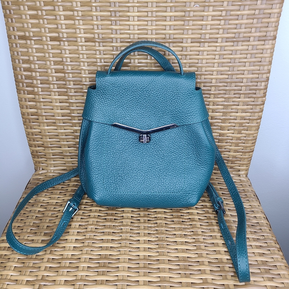 Botkier Bag Valentina Mini Wrap Backpack Pebbled Leather Emerald Isle